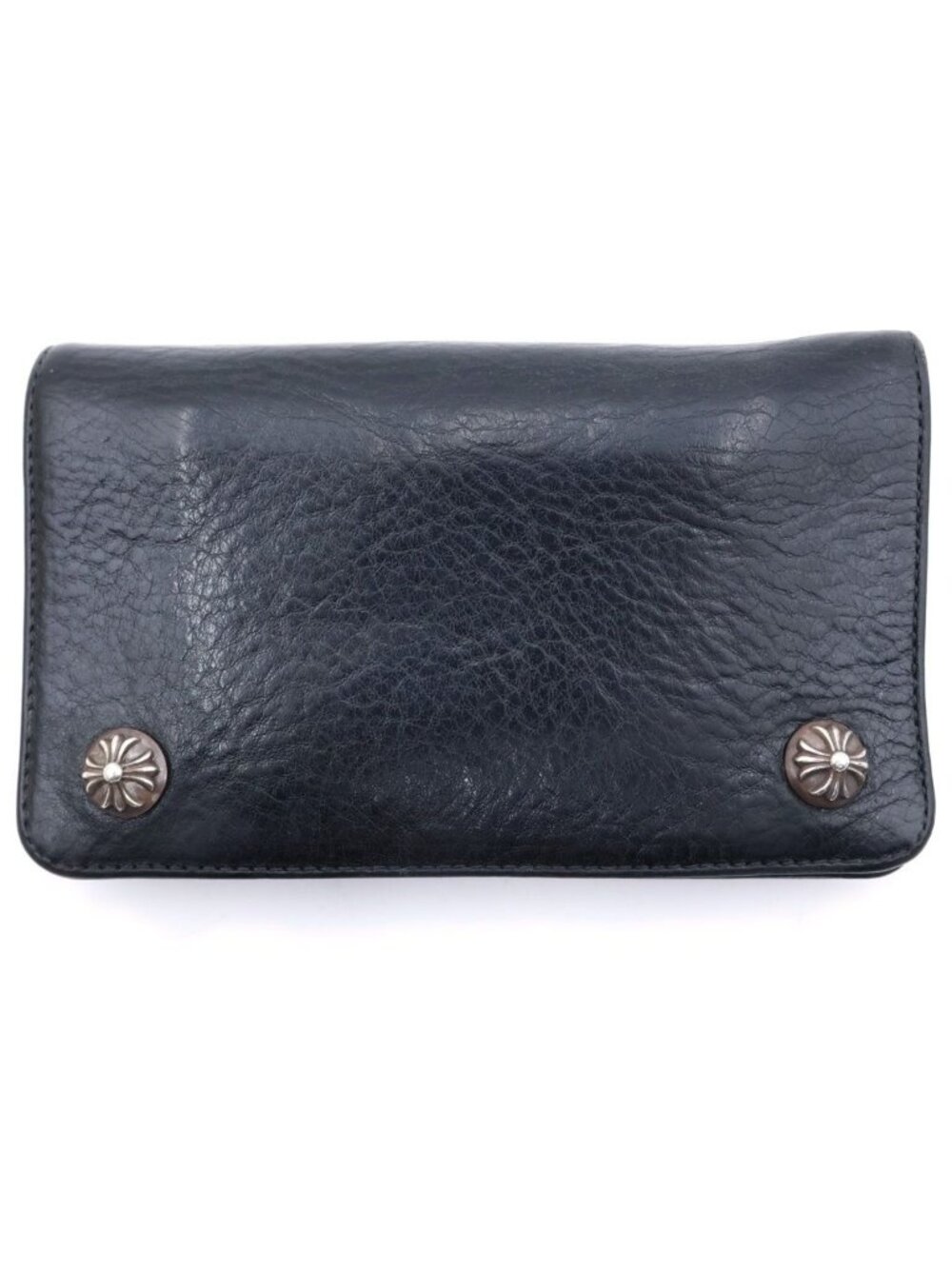 Chrome Hearts Cross Ball Button Leather Wallet Black
